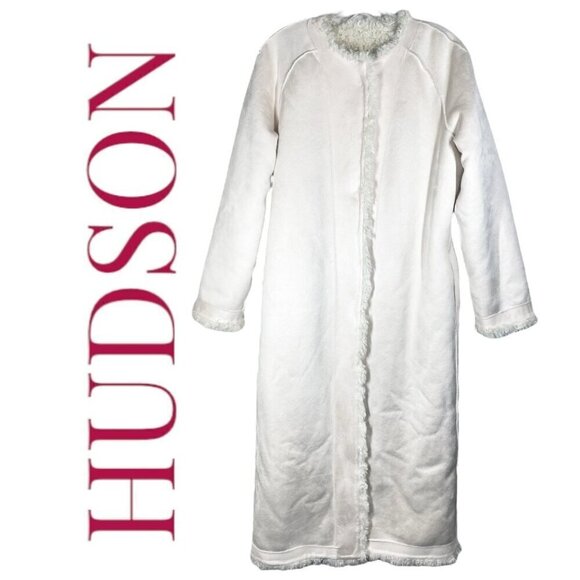 NWT HUDSON JEANS REVERSIBLE SHEARLING TEDDY COAT IVORY POLISHED ELEVATED, SMALL - Picture 2 of 16